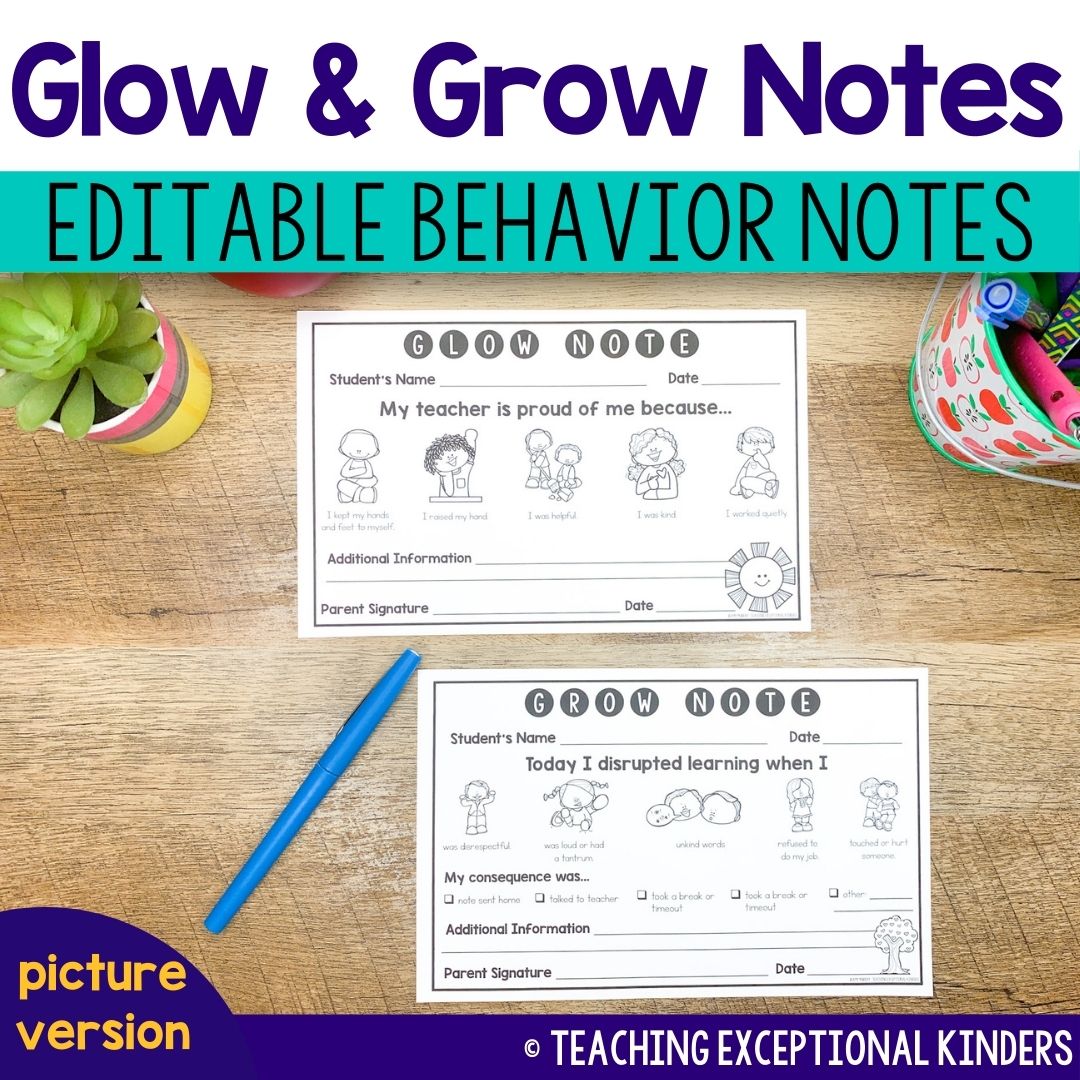 Glow and Grow Behavior Notes with Pictures