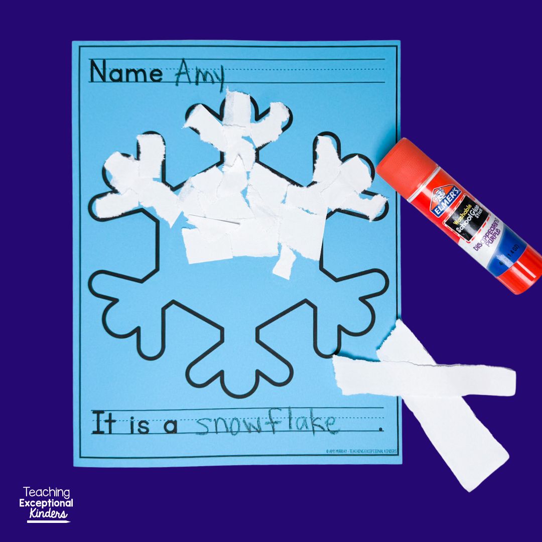 Winter Tear Glue and Write Fine Motor Writing Center