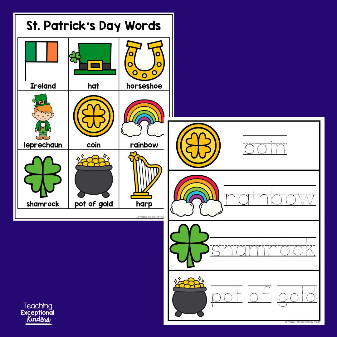 St. Patrick’s Day Write the Room Vocab Center