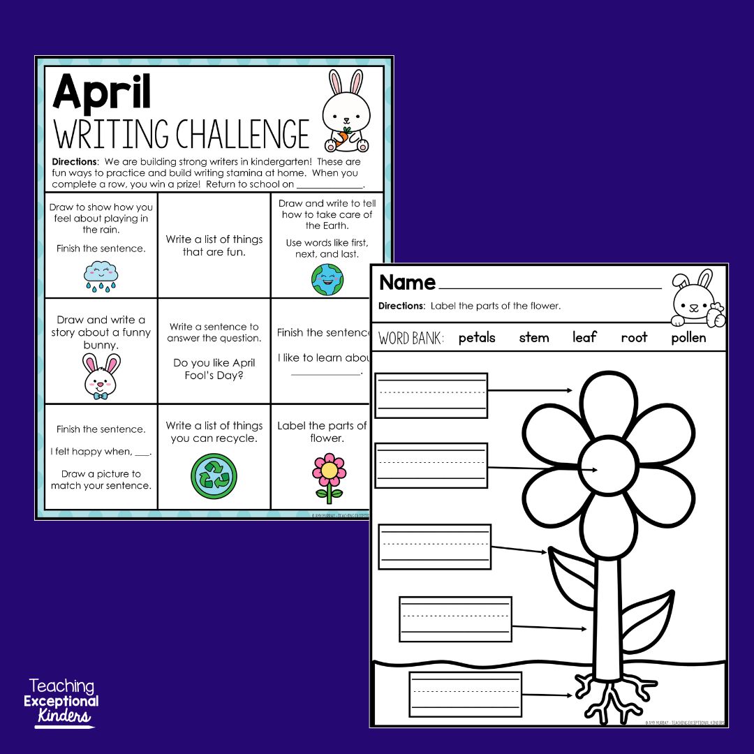 April Kindergarten Writing Challenge