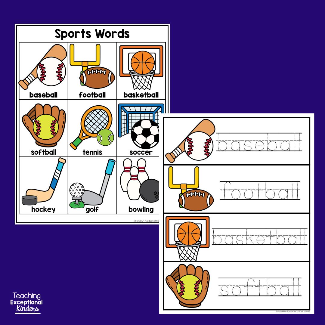 Sports Write the Room Vocab Center