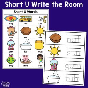 Short U CVC Word Write the Room Center