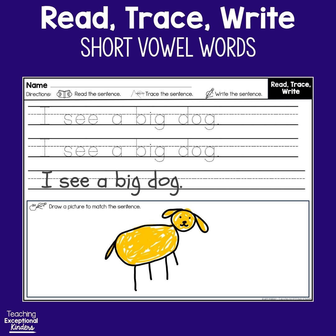 CVC Read Trace Write Center (Handwriting)