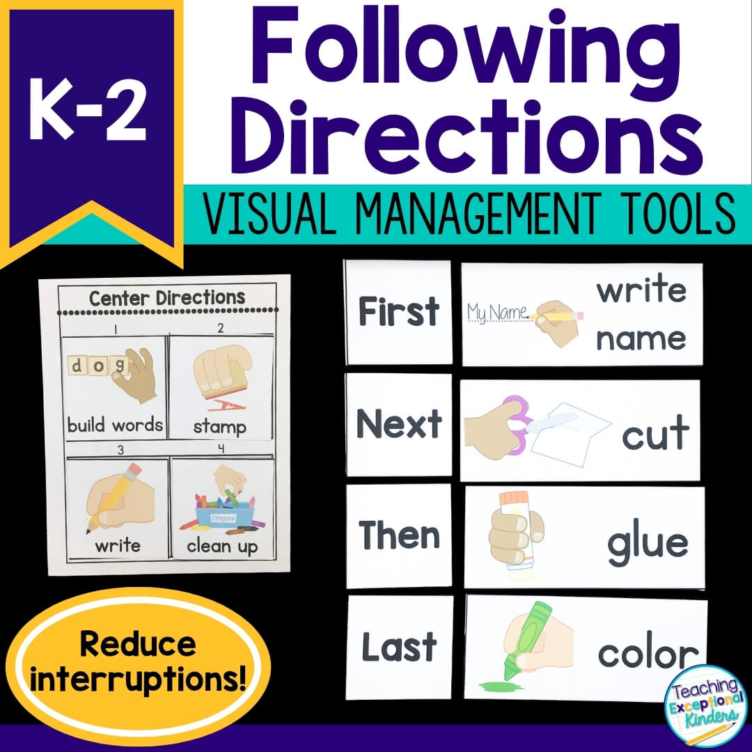 Following Directions Picture Cards Classroom Visuals